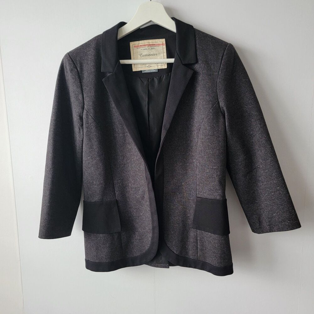 Anthropologie Cartonnier womens‎  Hadley Tuxedo Blazer Jacket sz 6 Peplum Ruffle